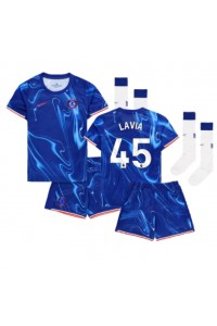 Chelsea Romeo Lavia #45 Jalkapallovaatteet Lasten Kotipeliasu 2024-25 Lyhythihainen (+ Lyhyet housut)